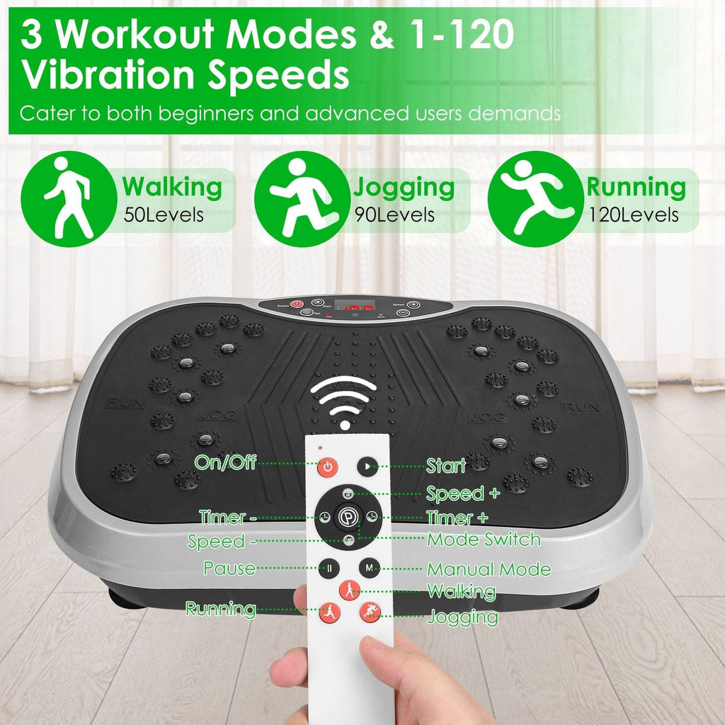 Vibration Plate Exercise Machine With Resistant Bands Remote Control Whole Body Vibration Platform Workout Equipment Home Fitness Training Equipment For Weight Loss Fat Burner
