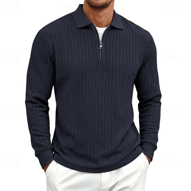 Bryson | Strukturiertes Polo-Shirt mit Reißverschluss