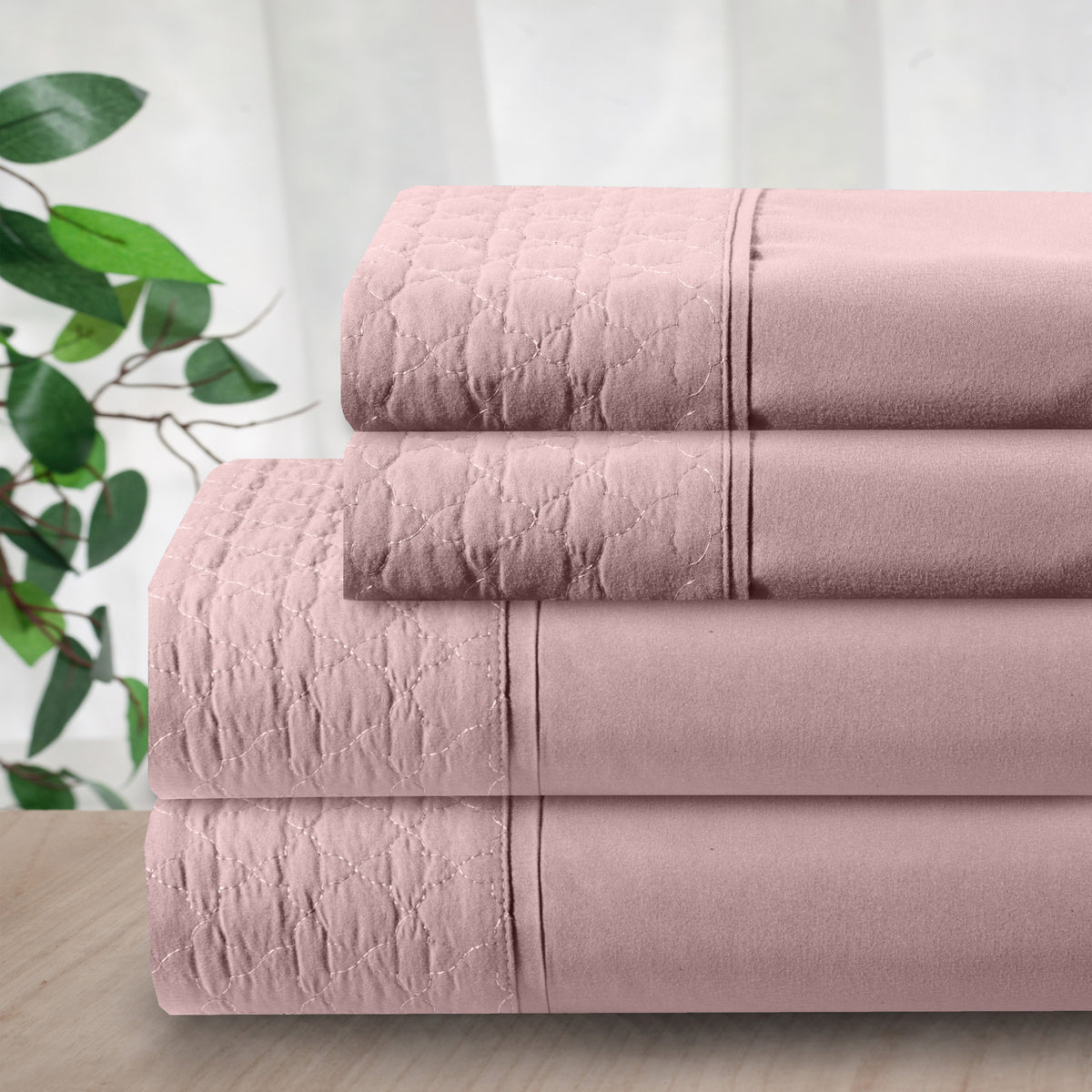 Elegant Comfort Quilted 4-Piece Sheet Set, Premium Hotel Quality