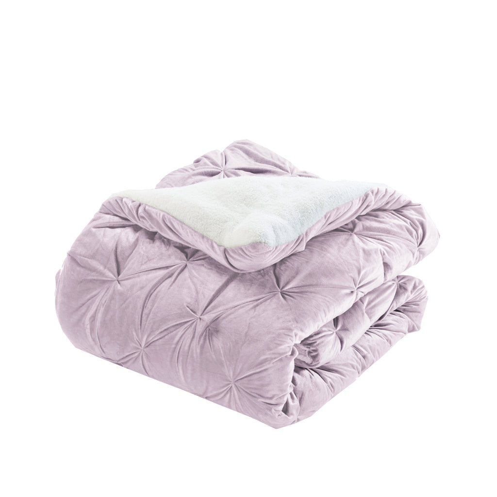 Elegant Comfort 3-Piece Pinch Pleated Micro-Suede Reversible Sherpa - Comforter Set
