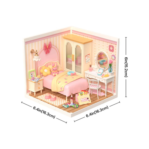 Robotime Rolife Lovely Pink Bedroom DIY Miniature House DW016