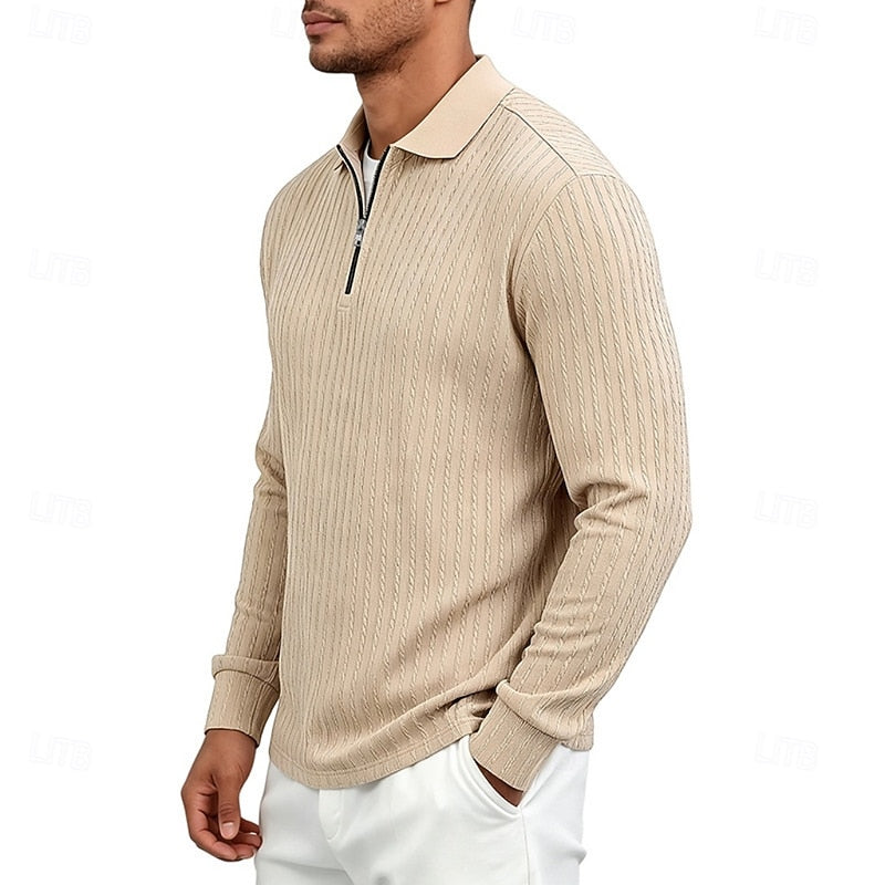 Bryson | Strukturiertes Polo-Shirt mit Reißverschluss