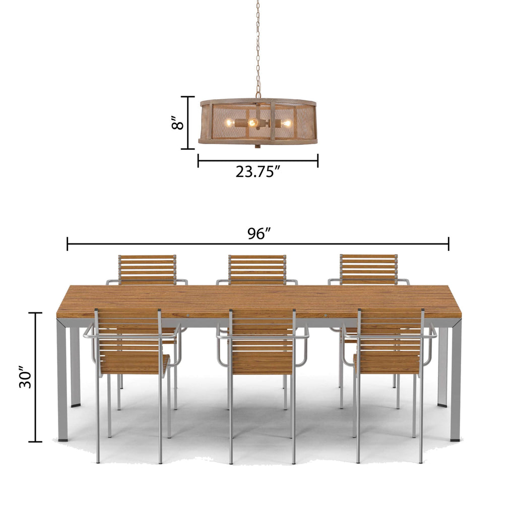 River of Goods Woodgrain-Finish Metal Caged 4-Light Chandelier