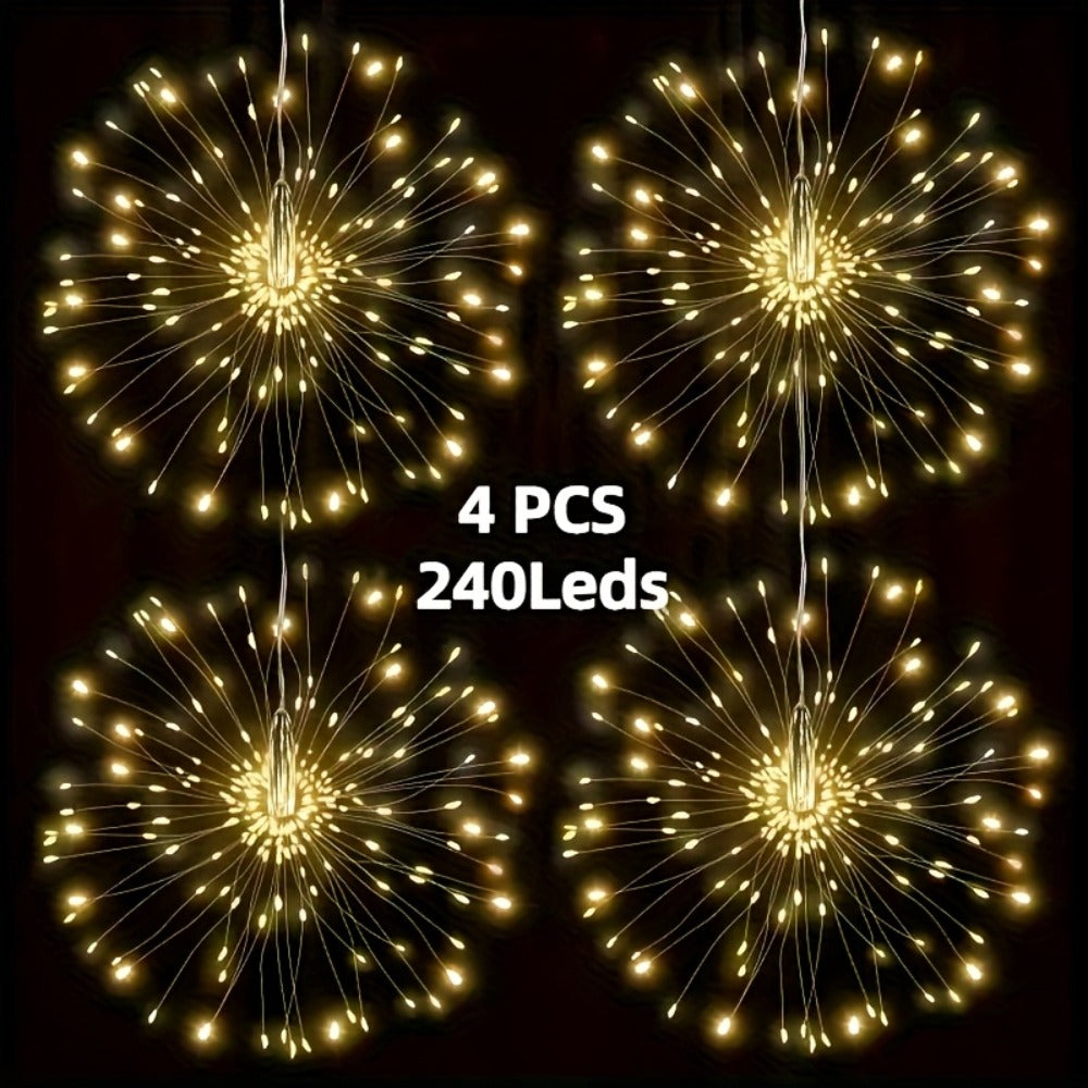 Solar Starburst Lantern Fairy Lights Outdoor 5 Pack 450 LED - Remote & Timer, 8 Modes, Adjustable Brightness
