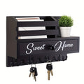 Key Holder for Wall with Drawer 8 Hooks, Rustic Wood Wall Mounted Key & Mail Organizer for Entryway