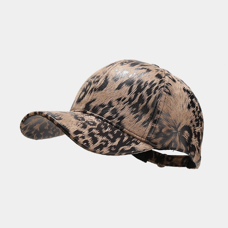 Mayweather Baseballcap aus Kunstleder mit Animal-Print