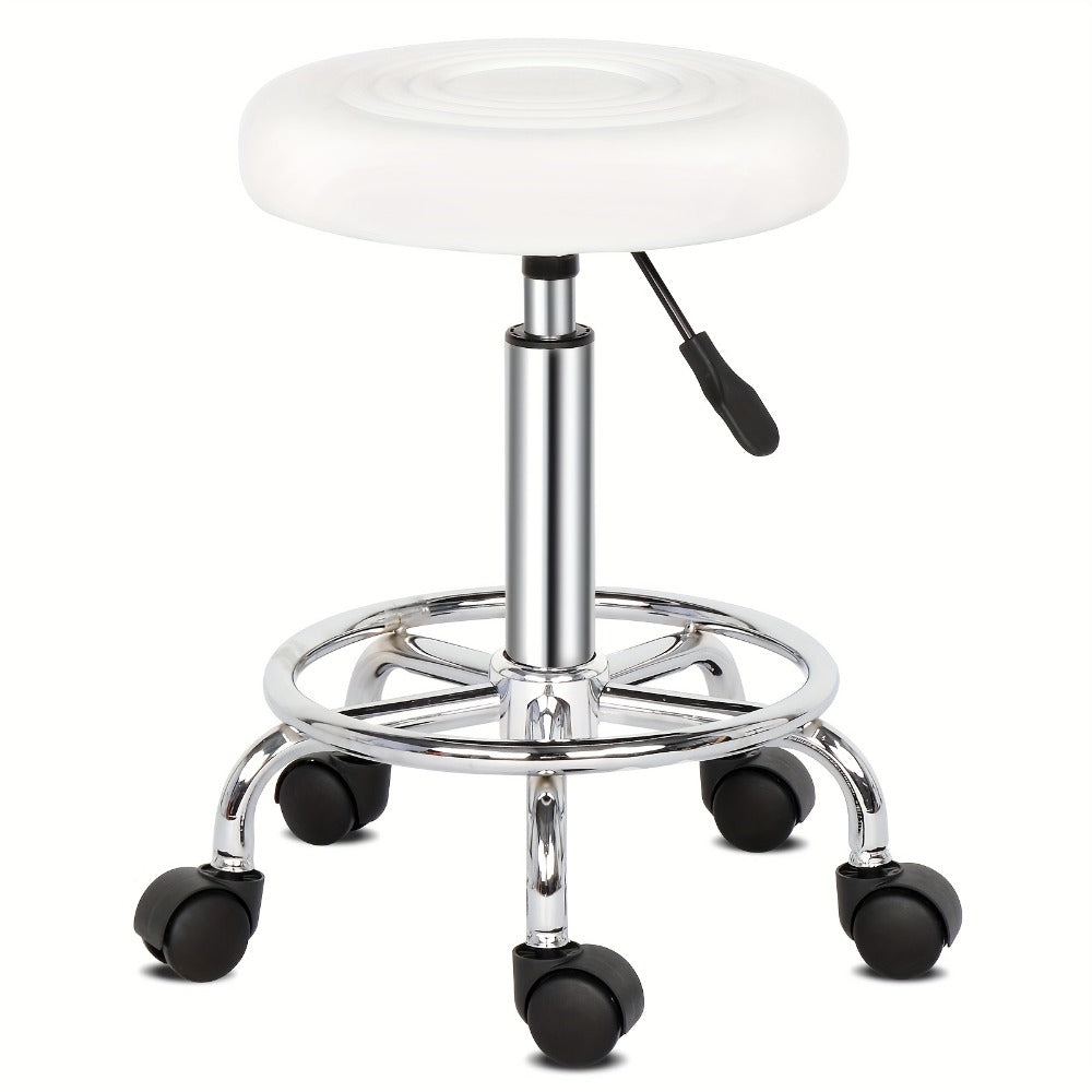 360 Swivel Bar Stool with Footrest Round Cushioned Sponge Seat Chrome Base Counter Stool Kitchen Island Home