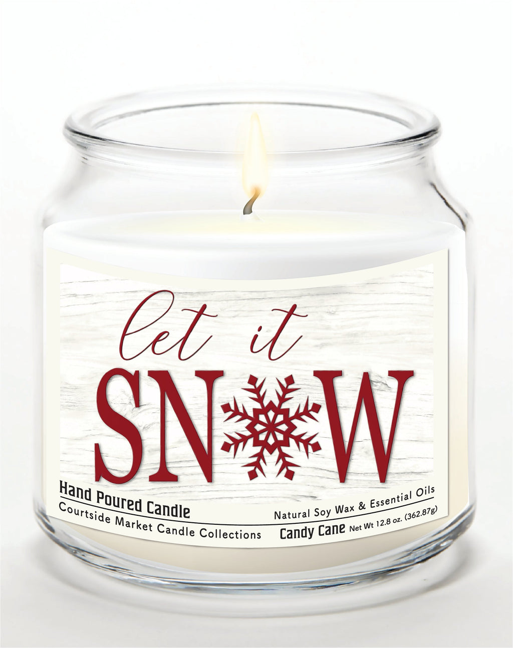 Let it Snow 12.8 Oz Candle Glass Jar with Brushed Silver Metal Lid