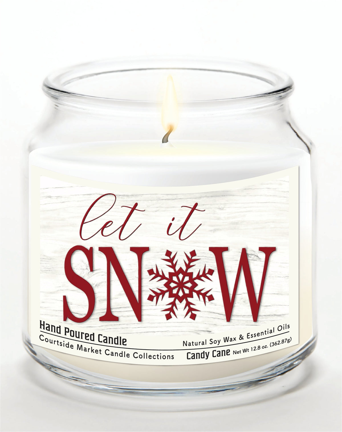 Let it Snow 12.8 Oz Candle Glass Jar with Brushed Silver Metal Lid