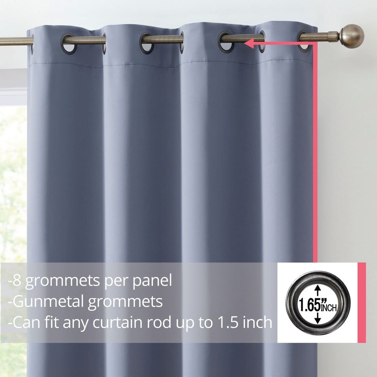 Thd Cambridge 100% Blackout Total Privacy Grommet Window Treatment Curtain Panels - Set of 2