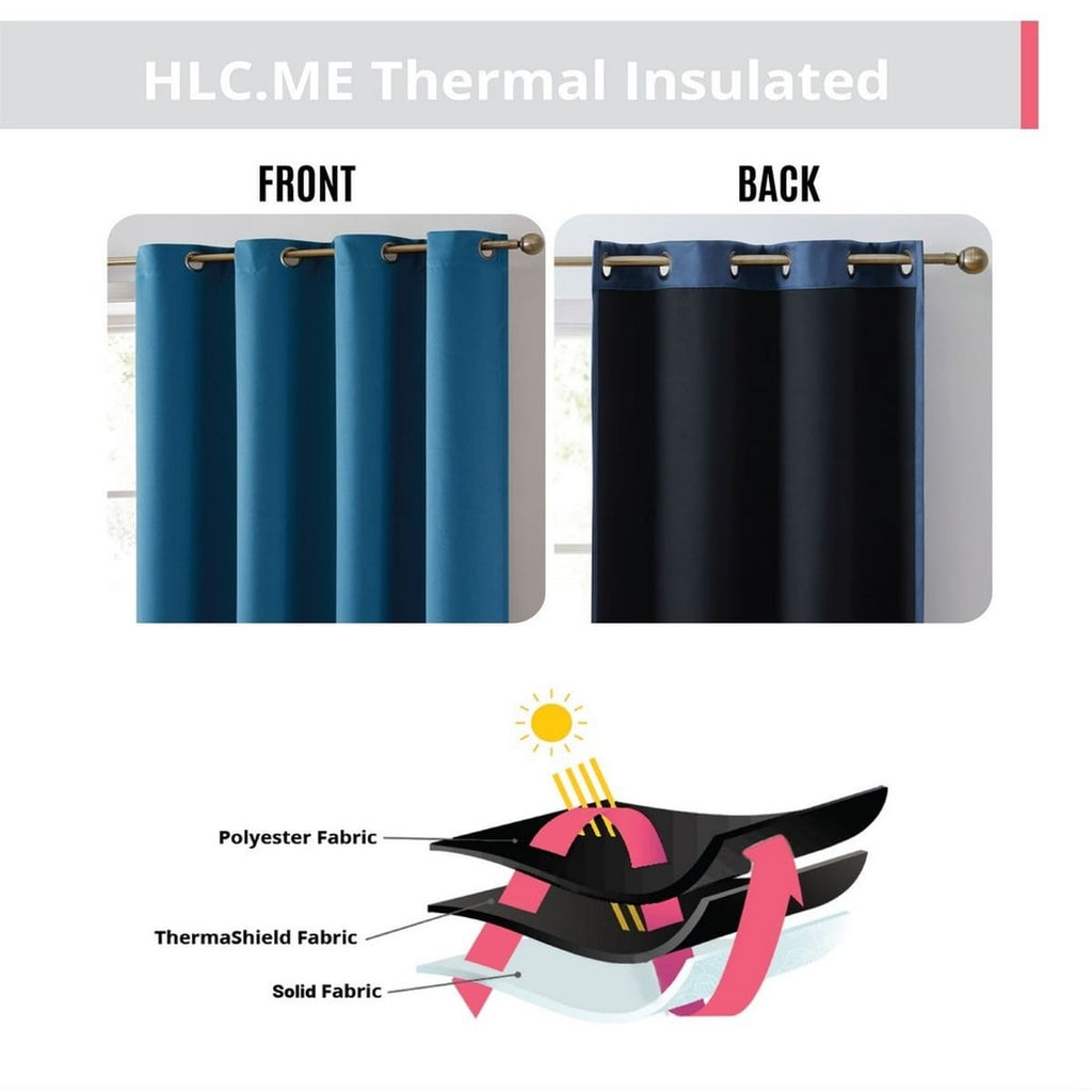 Thd Lawrence 100% Full Blackout Thermal Insulated Energy-Saving Grommet Curtain Panels (Set of 2)