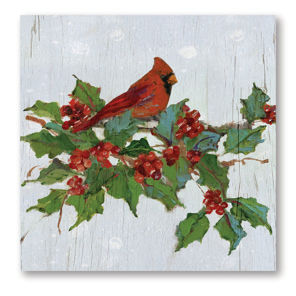 Cardinal on Holly Gallery-Wrapped Canvas Wall Art