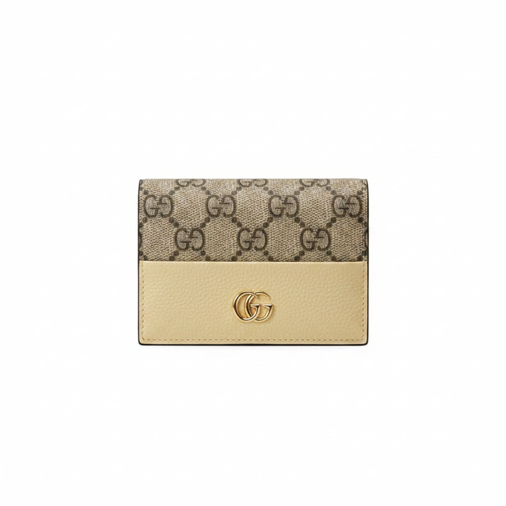 Gucci GG Marmont Card Wallet — GG Supreme Canvas & Cream