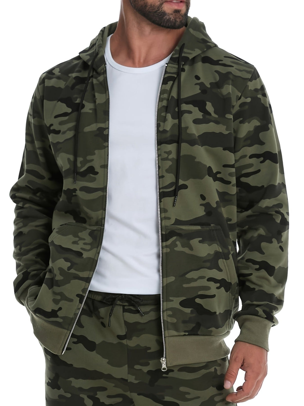 Ronan | Camouflage-Kapuzenjacke mit Reißverschluss