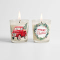 Merry Christmas - Balsam Fir and Peppermint 9.6oz Soy Wax Candle 2 Piece Set