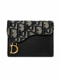 Christian Dior Saddle Card Holder – Oblique Jacquard Black Navy
