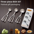 Three-Piece Trigger Scoop Set with Small, Medium and Large Bowls for Ice Cream, Cookie Dough and Fruit