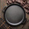 32cm Cast Iron Skillet with Dual Loop Handles and Shallow Round Profile for Gas, Induction, Oven or Campfire
