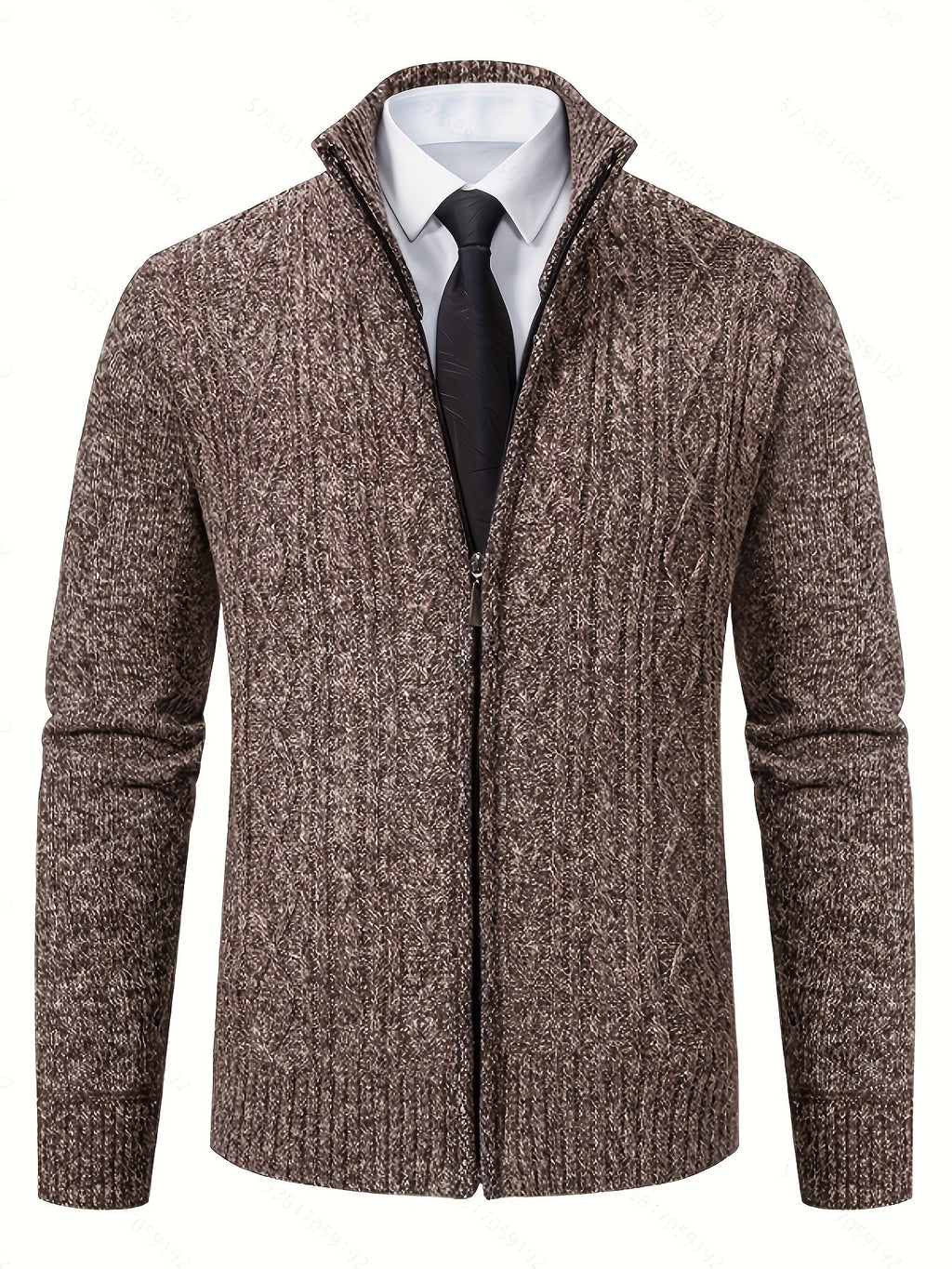Edmund | Textured Stand-Collar Zip Cardigan