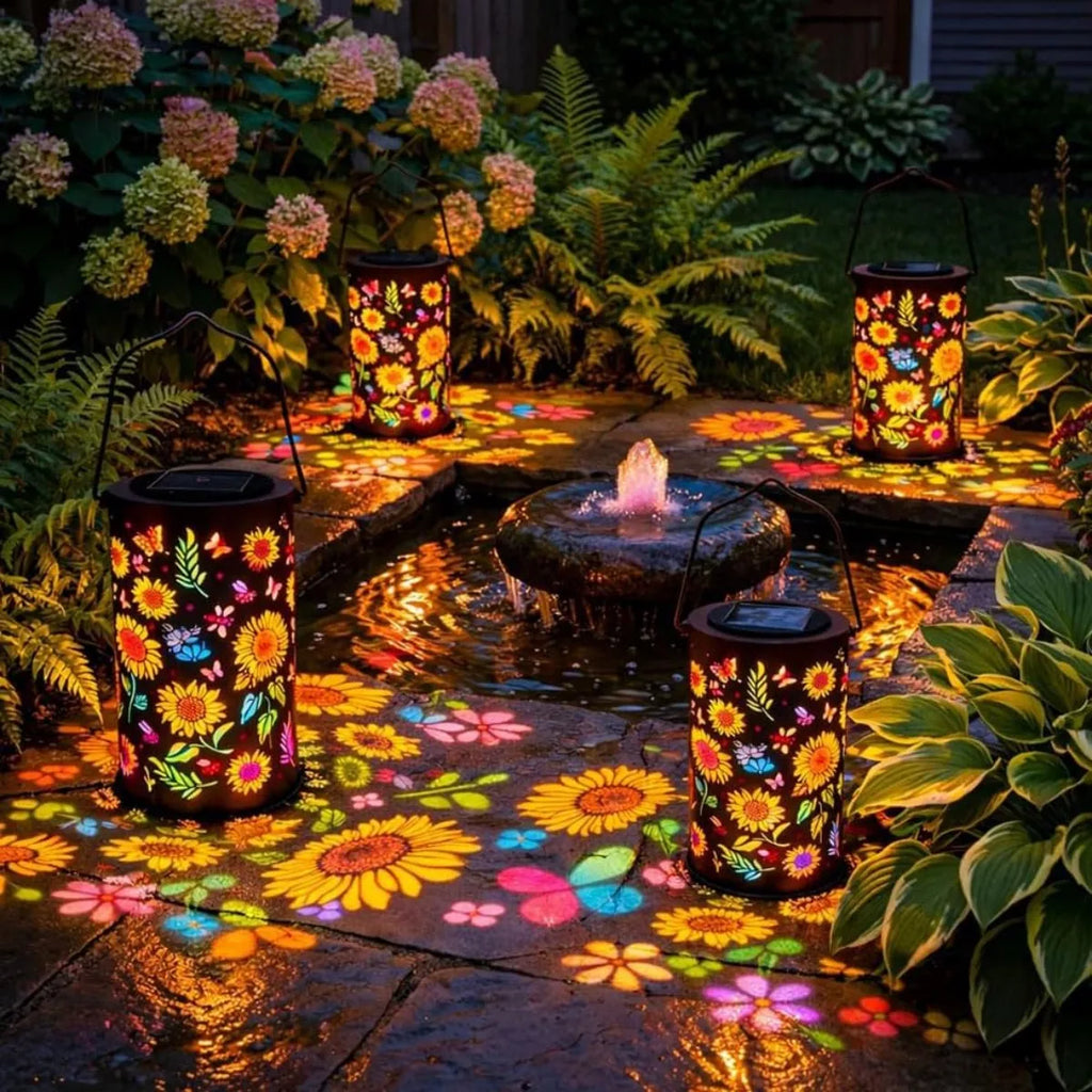 Sunflower Butterfly Hollow Solar Lantern