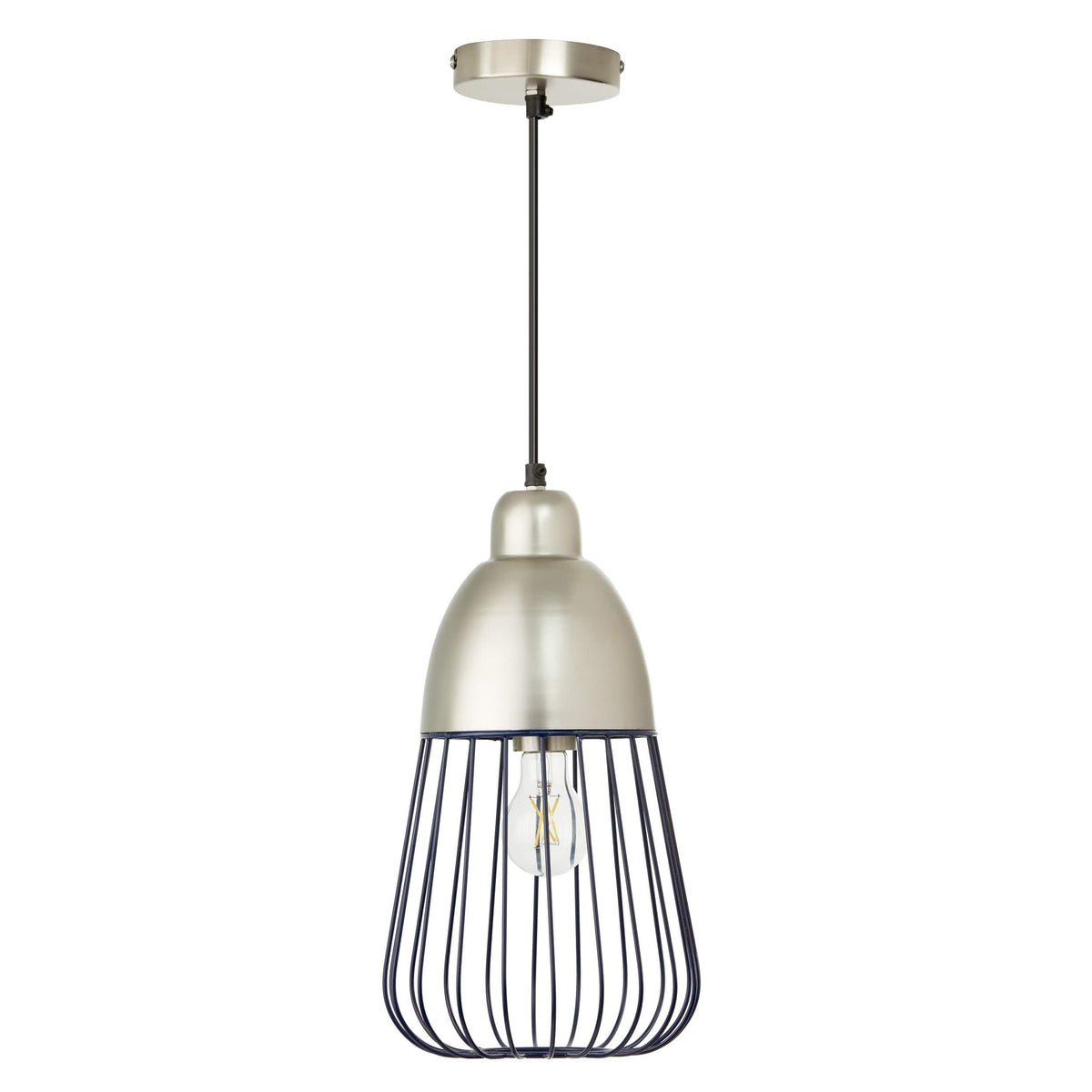 River of Goods Hanging Lamp - Dark Blue & Silver