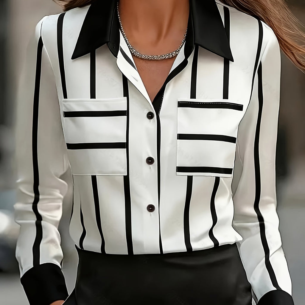 Whitney | Bluse mit Kontraststreifen