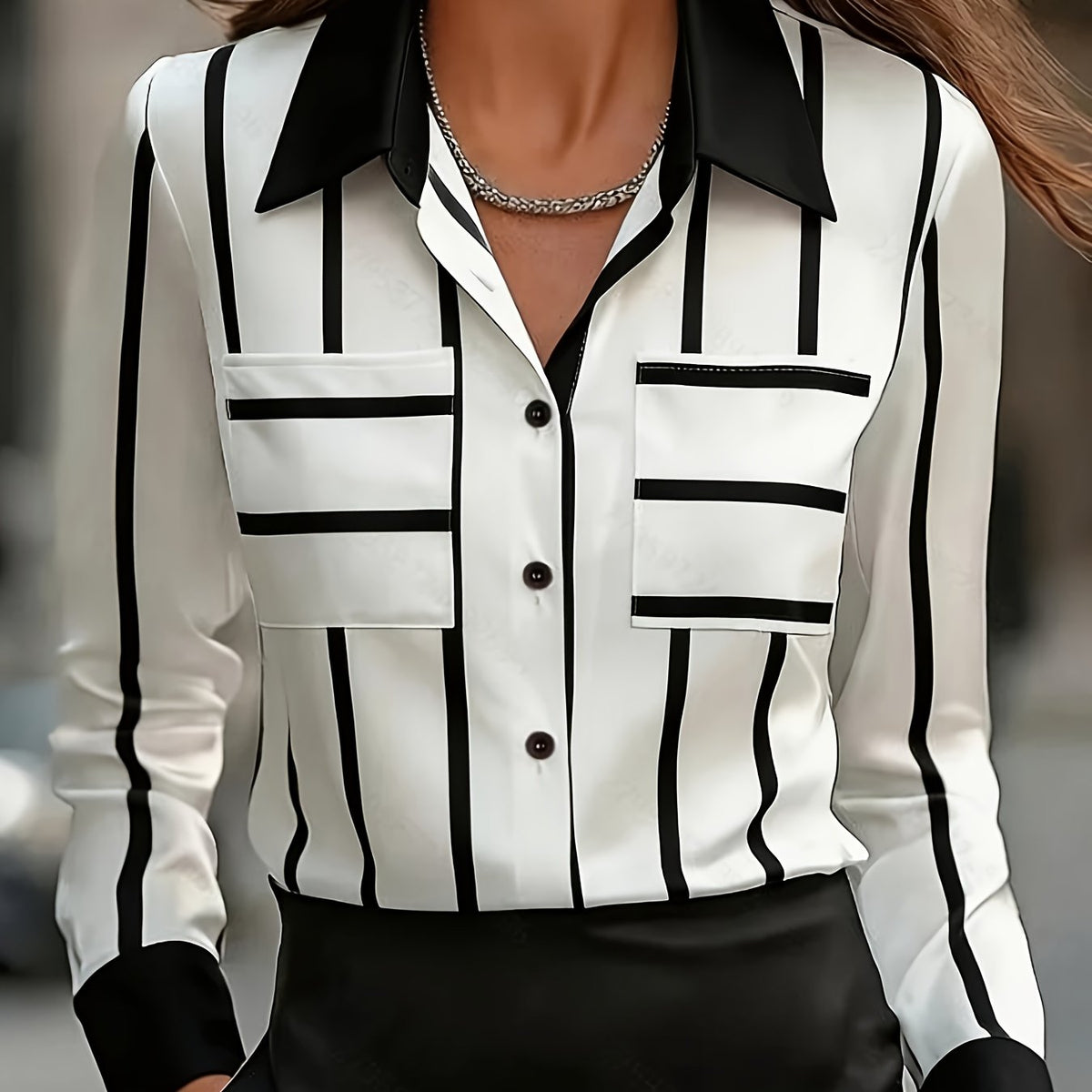 Whitney | Bluse mit Kontraststreifen