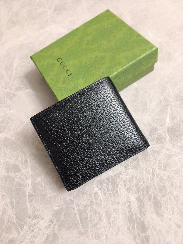 Gucci Animalier Bee Bifold Wallet – Black Leather Antique Gold