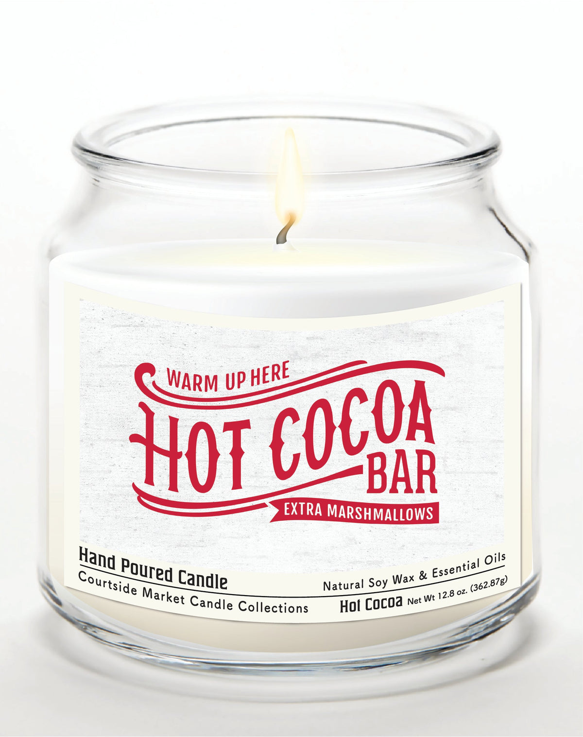 Hot Cocoa Bar 12.8 Oz Candle Glass Jar with Brushed Silver Metal Lid