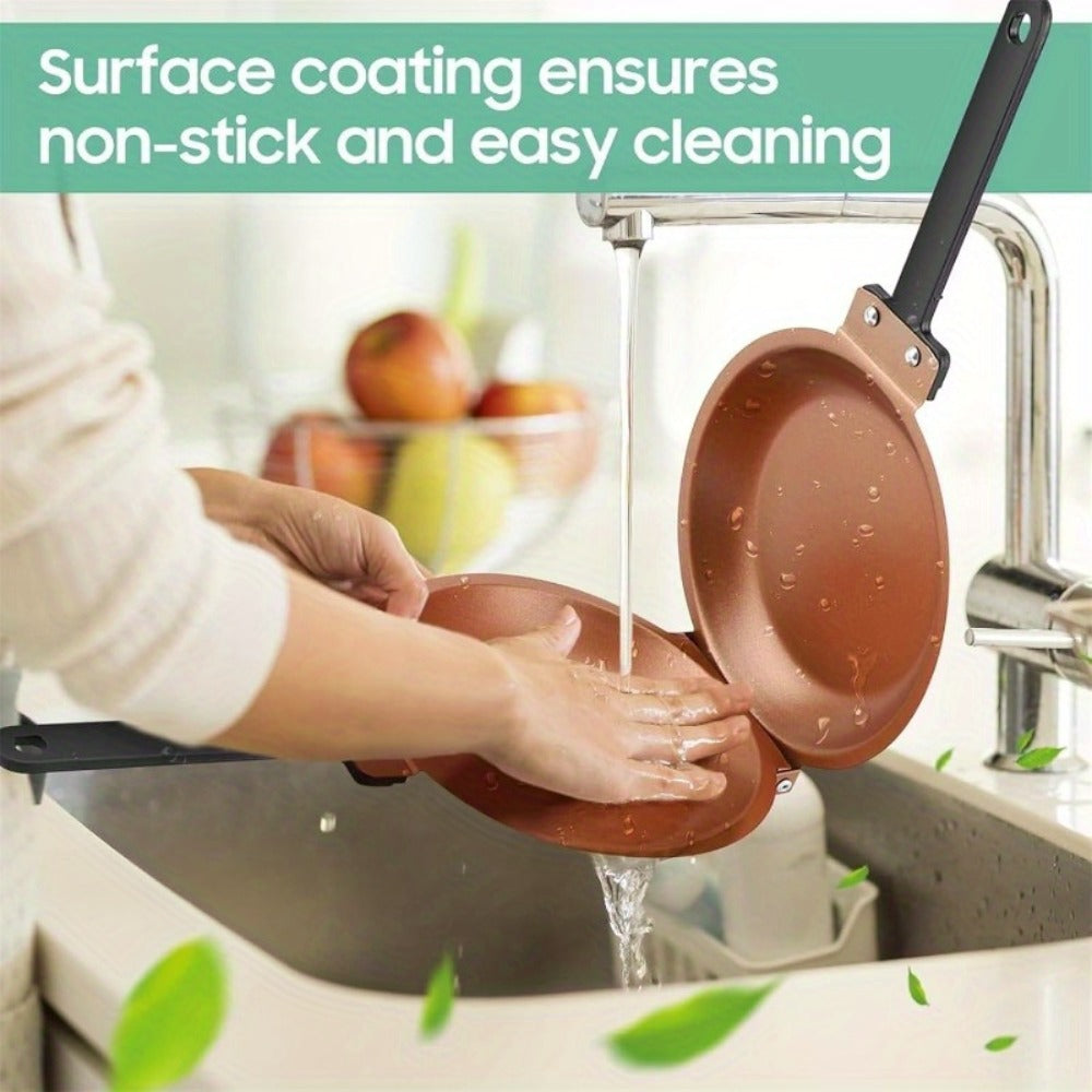 Pancake Pan Double Sided Non-Stick Reversible Folding Breakfast Frying Pan Pancake Maker for Home Cooking, Dining and Outdoor Meals