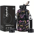 74oz Water Bottle Set with Two-Pocket Storage Sleeve, Phone Holder, Straw and Chug Lids, and Three Dark Prints