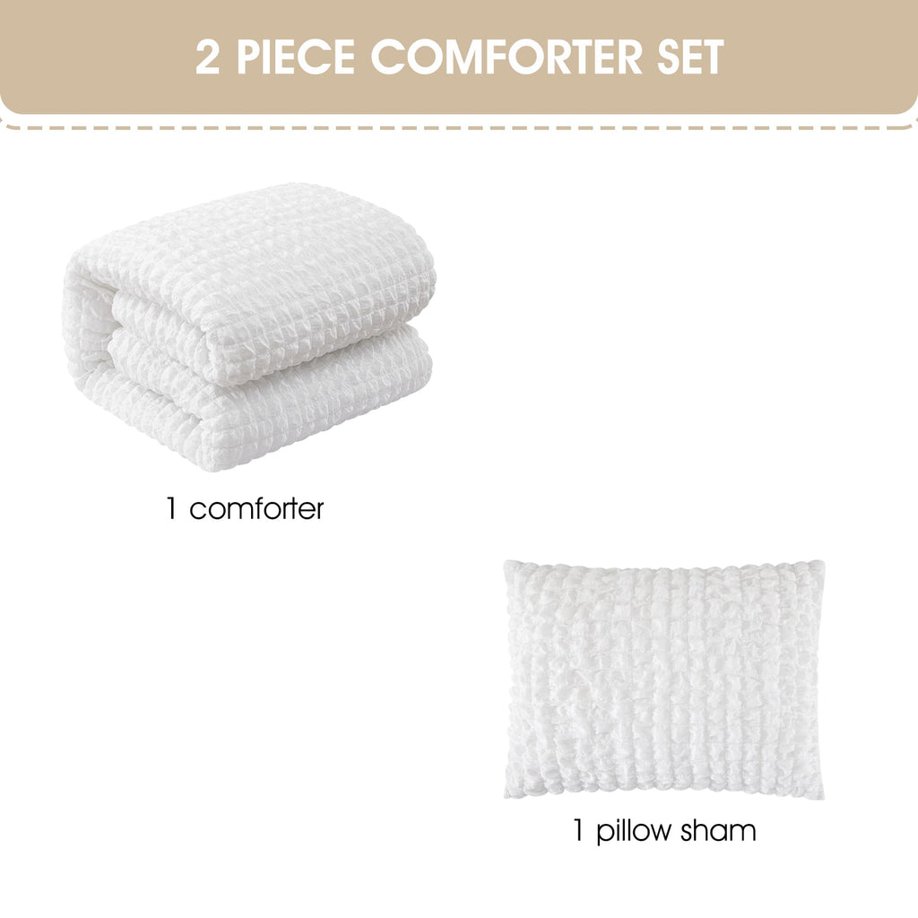 Nanshing Dolton Seersucker Microfiber Stiching 3 Piece Comforter Set