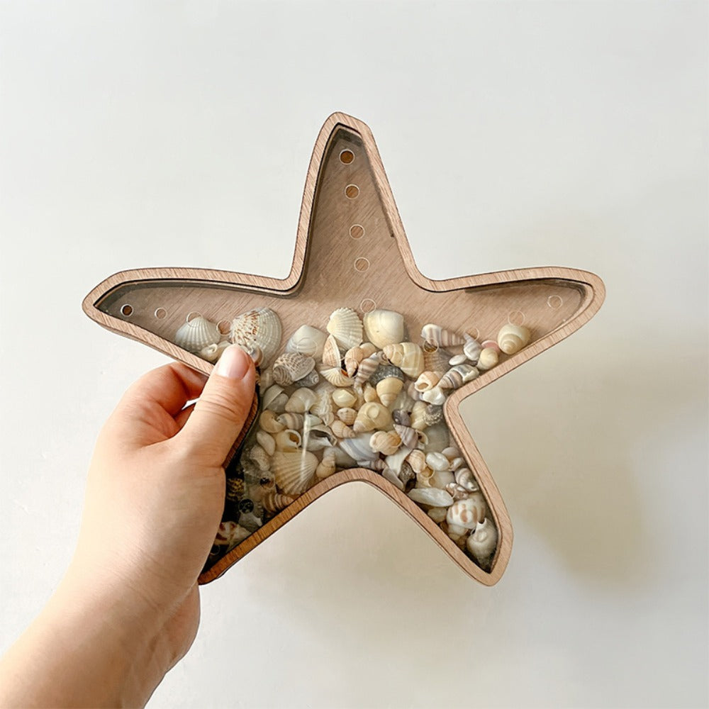 Wooden Starfish Tray – Ocean-Themed Organizer Dish for Desk & Dresser, Display Crystals Shells Agates, Nautical Home Decor, Thoughtful Beach House Gift for Holiday Season