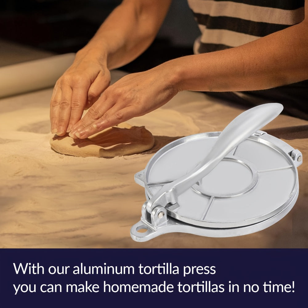 Tortilla Press 8 Inch Aluminum Alloy Adjustable Thickness Tortilladora for Flour Corn for Home Cooking, Dining and Outdoor Meals