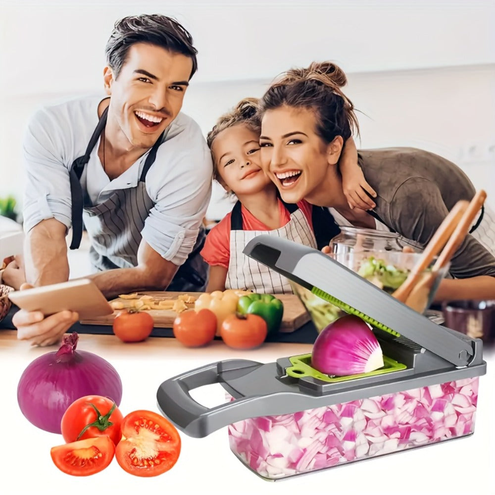 Vegetable Chopper 18-in-1 Upgraded Mandoline Slicer - Professional Onion Chopper Food Dicer Cutter with Container