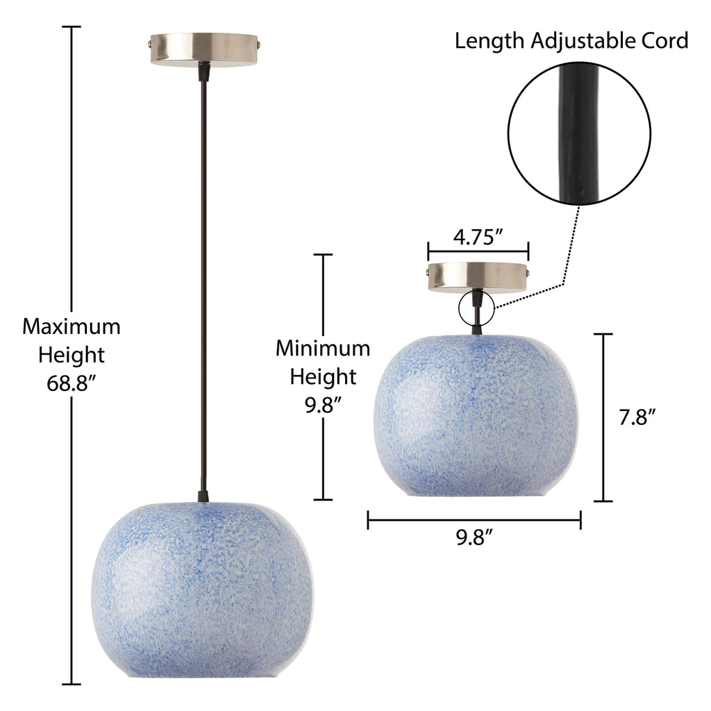 River of Goods Handblown Blue &amp; White Globe Shade Pendant