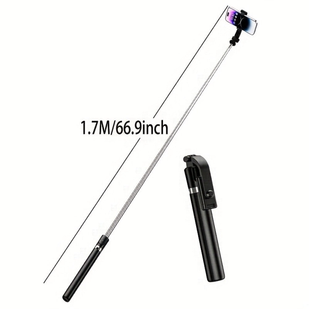 68 Inch Live Streaming Tripod Floor Standing with Wireless Remote, Retractable Selfie Stick, 360° Rotation