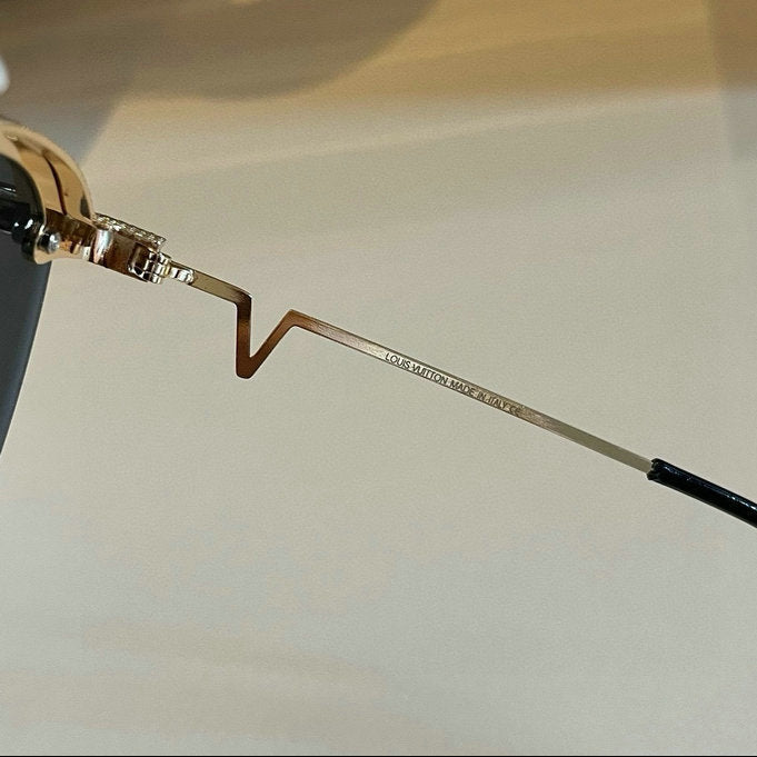Louis Vuitton Aviator Shield Sunglasses — Gold & Dark Grey