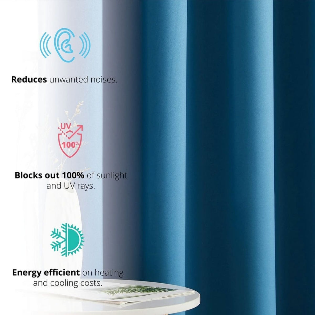 Thd Lawrence 100% Full Blackout Thermal Insulated Energy-Saving Grommet Curtain Panels (Set of 2)