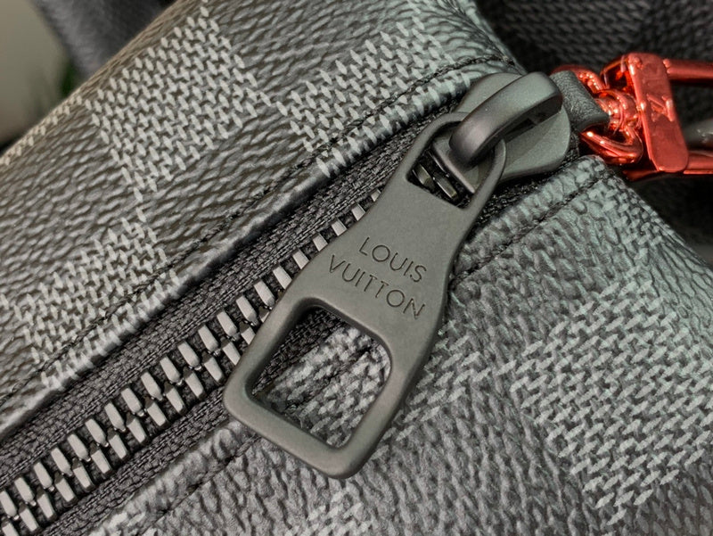 Louis Vuitton Matchpoint Backpack – Damier Graphite Canvas Black Leather Matte Black Red Hardware