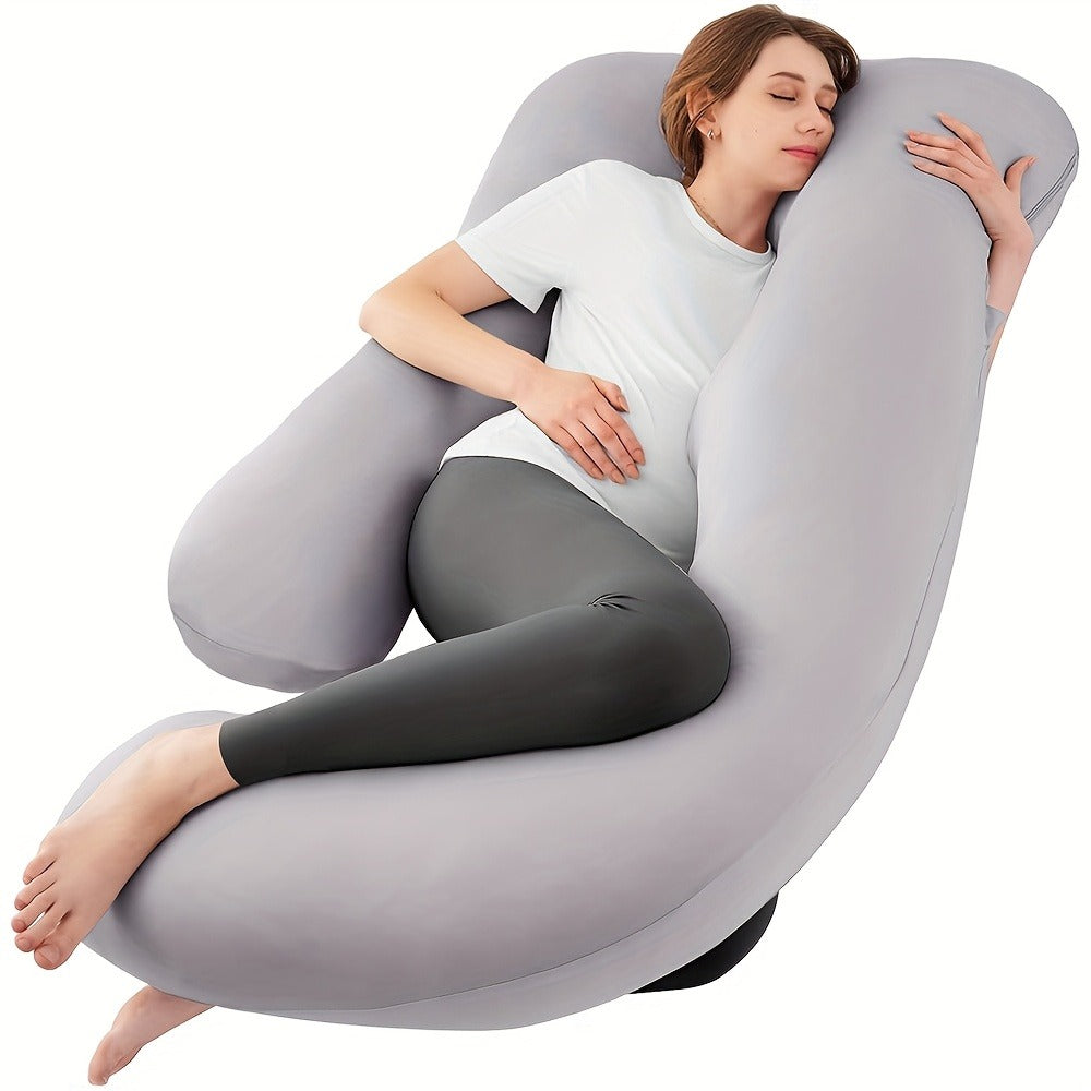 Pregnancy Pillow J-Shape 60 Inch Full Body Maternity Pillow with Velvet Cover for Entryways, Bedrooms and Living Spaces