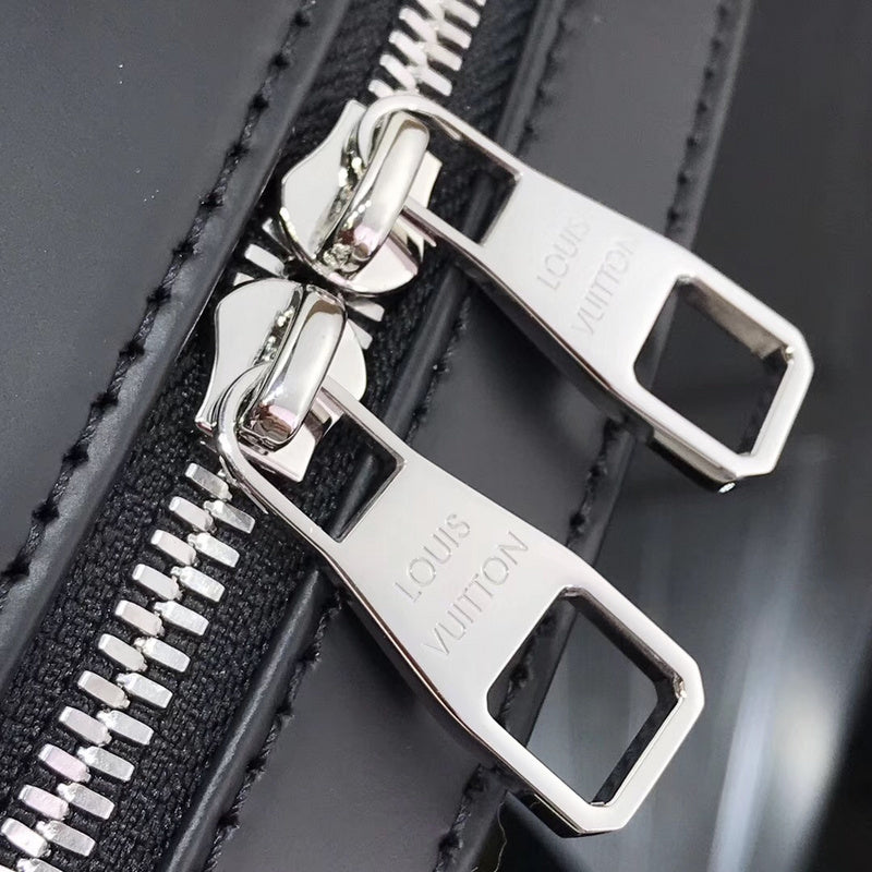 Louis Vuitton Avenue Sling Bag – Black Taiga Leather Silver LV Logo