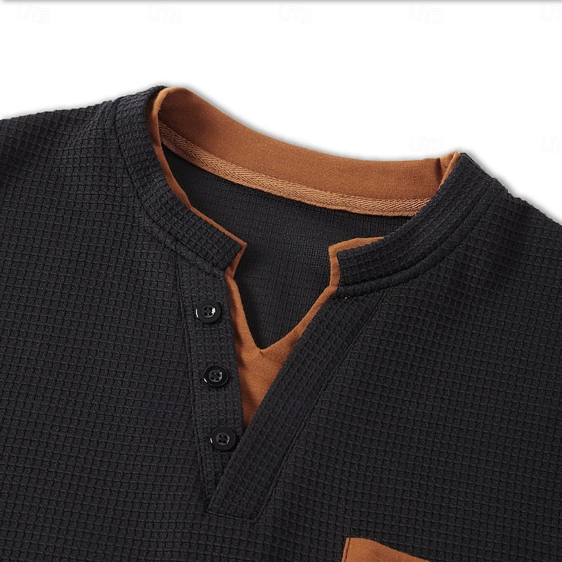Harlan | Strukturiertes Langarm-Henley-Shirt