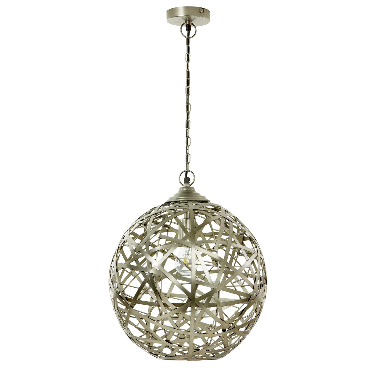 River of Goods Hanging Metal Orb Pendant, Antique Nickel
