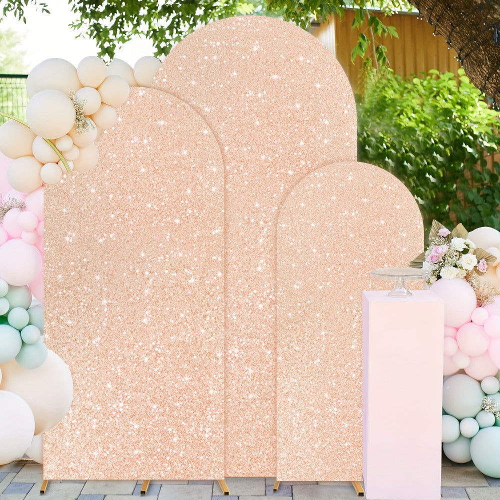 Sequin Wedding Arch Cover Set 3pcs, 6ft 6.6ft 7.2ft Metallic Spandex Payette Glitter Arch Backdrop Cover for Wedding Ceremony
