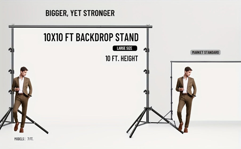 Photography Backdrop Support Kit in 10 x 10-Foot Size with Two Tripods, Four Crossbars, Four Clamps and Carry Bag