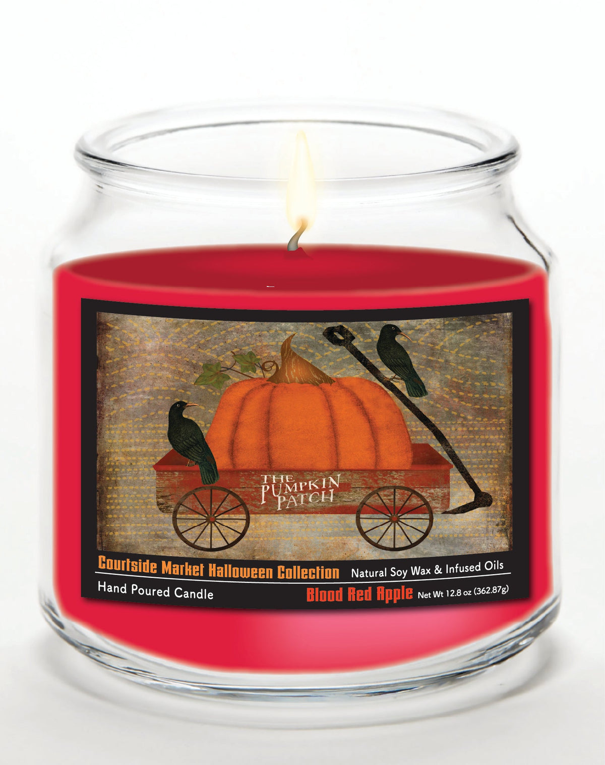 Fall Wagon 12.8 Oz Candle Glass Jar with Brushed Silver Metal Lid