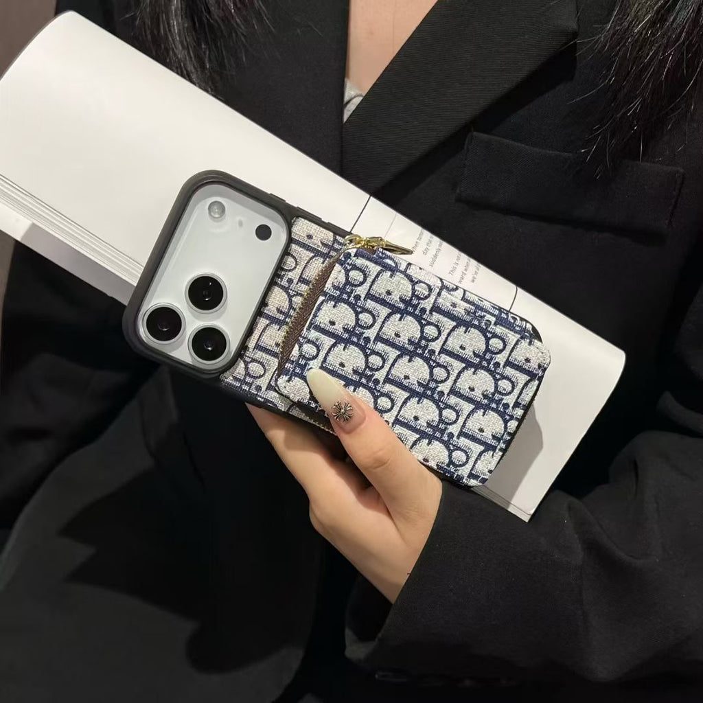 Dior Luxury iPhone Case Card Slot for iPhone 12-18 Pro & Pro Max