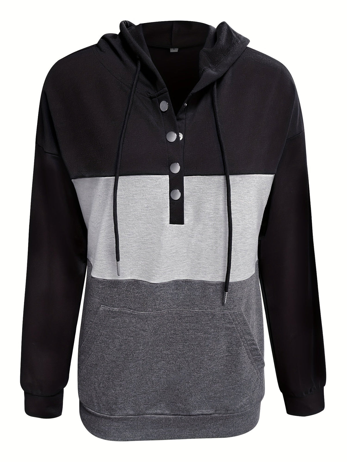 Tamsin | Kapuzenpullover mit Colour-Block-Knopfleiste