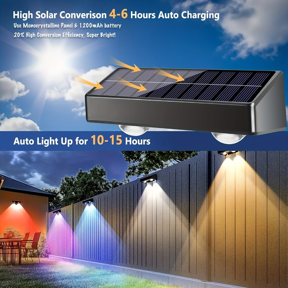 Solar Garden Light, Fence Wall Fixtures 9 Modes, Dusk Sensor and 4 or 8-Pack for Outdoor Garden Decor